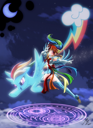 Size: 1976x2705 | Tagged: safe, alternate version, artist:mauroz, part of a set, rainbow dash, human, pegasus, pony, g4, anime, clothes, cosplay, costume, female, humanized, sailor moon (series), winged humanization, wings