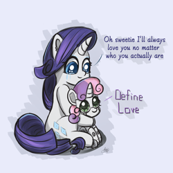 Size: 2160x2160 | Tagged: safe, artist:limitmj, rarity, sweetie belle, pony, robot, robot pony, unicorn, g4, crying, duo, duo female, female, filly, foal, high res, mare, sibling love, siblings, sisterly love, sisters, sweetie bot, tears of joy