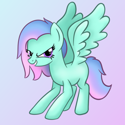 Size: 1024x1024 | Tagged: safe, artist:sundust, oc, oc only, pegasus, pony, female, gradient background, grin, mare, pegasus oc, smiling, solo, wings