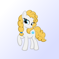 Size: 1024x1024 | Tagged: safe, artist:sundust, oc, oc only, earth pony, pony, cute, earth pony oc, female, gradient background, looking at you, not pear butter, raised hoof, solo