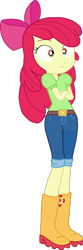 Size: 667x2000 | Tagged: safe, artist:therandomone95, apple bloom, equestria girls, equestria girls series, g4, holidays unwrapped, the cider louse fools, spoiler:eqg series (season 2), adorabloom, apple bloom's bow, belt, boots, bow, clothes, crossed arms, cute, female, hair bow, jeans, pants, shoes, simple background, solo, transparent background