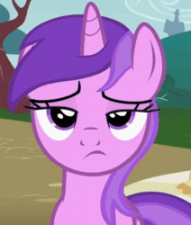 Size: 402x473 | Tagged: safe, artist:spyro1997, screencap, amethyst star, sparkler, pony, unicorn, season 2, the mysterious mare do well, amethyst star is not amused, animated, disappointed, expressions, female, frown, gif, lidded eyes, mare, reaction image, seriously, solo, unamused, unimpressed amethyst star, upset
