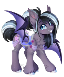 Size: 1920x2313 | Tagged: safe, artist:pvrii, oc, oc only, oc:candlewick, bat pony, pony, female, mare, simple background, solo, transparent background