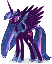 Size: 3580x4370 | Tagged: safe, artist:cirillaq, twilight sparkle, alicorn, pony, g4, female, high res, looking at you, mare, nightmare twilight, nightmarified, simple background, smiling, smiling at you, solo, spread wings, transparent background, twilight sparkle (alicorn), wings