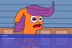 Size: 1882x1268 | Tagged: safe, artist:coltfan97, scootaloo, pegasus, pony, elements of justice, g4, 1000 hours in ms paint, ace attorney, shocked, shocked expression, spoilers for another series, wat