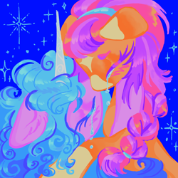 Size: 2000x2000 | Tagged: safe, artist:webkinzworldz, izzy moonbow, sunny starscout, earth pony, pony, unicorn, g5, my little pony: a new generation, spoiler:my little pony: a new generation, angst, blushing, crying, eyebrows, eyes closed, female, high res, hug, implied shipping, izzyscout, kissing, lesbian, mare, shipping, simple background