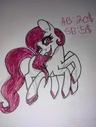 Size: 3120x4160 | Tagged: safe, artist:egodeath, oc, oc only, monster pony, original species, pony, spider, spiderpony, adoptable, bid, paper, pencil drawing, red eyes, solo, traditional art