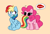 Size: 4451x2995 | Tagged: safe, artist:kittyrosie, pinkie pie, rainbow dash, earth pony, pegasus, pony, g4, biting, candy, cross-popping veins, cute, dashabetes, diapinkes, dilated pupils, duo, ear fluff, eating, emanata, female, food, gritted teeth, kittyrosie is trying to murder us, looking back, nom, shrunken pupils, simple background, sitting, skittles, tail, tail bite, tan background, taste the rainbow, thinking, this will end in pain