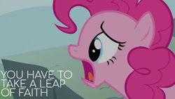 Size: 1280x720 | Tagged: safe, edit, edited screencap, editor:quoterific, screencap, pinkie pie, earth pony, pony, feeling pinkie keen, g4, season 1, female, mare, open mouth, solo