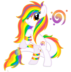 Size: 818x820 | Tagged: safe, artist:madlilon2051, oc, oc only, earth pony, pony, base used, bipedal, bracelet, eyelashes, female, full body, heterochromia, jewelry, multicolored hair, multicolored tail, rainbow hair, rainbow tail, rearing, show accurate, simple background, smiling, solo, tail, transparent background