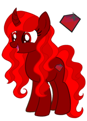 Size: 900x1250 | Tagged: safe, artist:madlilon2051, oc, oc only, pony, unicorn, base used, curved horn, female, full body, horn, mare, open mouth, open smile, red eyes, show accurate, simple background, smiling, solo, standing, tail, transparent background, two toned mane, two toned tail, unicorn oc