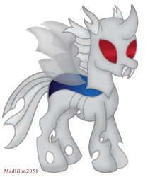 Size: 616x704 | Tagged: safe, artist:madlilon2051, oc, oc only, changeling, changeling oc, fangs, red eyes, simple background, solo, transparent background, white changeling