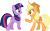 Size: 4849x3000 | Tagged: safe, artist:cloudy glow, applejack, twilight sparkle, earth pony, pony, unicorn, g4, my little pony: friendship is magic, the crystal empire, .ai available, applejack's hat, cowboy hat, duo, female, freckles, hat, high res, looking at each other, mare, nose wrinkle, open mouth, raised hoof, simple background, smiling, transparent background, unicorn twilight, vector