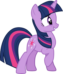 Size: 3000x3508 | Tagged: safe, artist:cloudy glow, twilight sparkle, pony, unicorn, g4, the crystal empire, .ai available, cute, female, full body, high res, horn, mare, multicolored mane, multicolored tail, nose wrinkle, purple eyes, raised hoof, simple background, smiling, solo, standing, tail, transparent background, twiabetes, unicorn twilight, vector