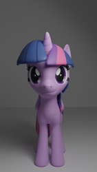 Size: 1080x1920 | Tagged: safe, artist:charismatic pony, twilight sparkle, alicorn, pony, g4, 3d, blender, female, revamped ponies, simple background, solo, standing, twilight sparkle (alicorn)