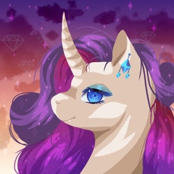 Size: 1280x1280 | Tagged: safe, artist:brot-art, rarity, pony, unicorn, g4, curved horn, female, horn, profile, solo