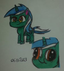 Size: 640x712 | Tagged: safe, artist:karadeg, lyra heartstrings, pony, unicorn, g4, g4.5, derp, female, solo, traditional art