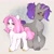 Size: 2150x2150 | Tagged: safe, artist:eltaile, oc, oc:el, oc:ronya, earth pony, pony, unicorn, duo, earth pony oc, female, high res, horn, larger male, male, mare, ponytail, smaller female, stallion, unicorn oc