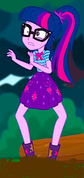Size: 367x780 | Tagged: safe, edit, sci-twi, twilight sparkle, equestria girls, g4, my little pony equestria girls: better together, stressed in show, stressed in show: fluttershy, boots, clothes, female, mud, mud edit, shoes, skirt, solo, stressed, stuck