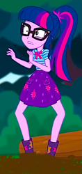 Size: 367x780 | Tagged: safe, edit, edited screencap, screencap, sci-twi, twilight sparkle, equestria girls, g4, my little pony equestria girls: better together, stressed in show, stressed in show: fluttershy, boots, clothes, female, mud, mud edit, shoes, skirt, solo, stressed, stuck