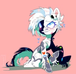 Size: 2000x1952 | Tagged: safe, artist:sydak, oc, oc only, earth pony, pony, bandaid, bodypaint, bone, fangs, female, glowing, glowing eyes, mare, simple background, skeleton, skull, solo