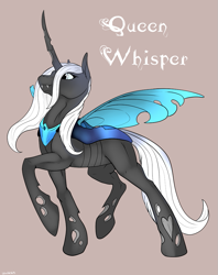Size: 791x1000 | Tagged: safe, artist:backlash91, oc, oc only, oc:whisper, changeling, changeling queen, fallout equestria, fanfic:fallout equestria: the chrysalis, changeling queen oc, fanfic art, female, peytral, solo