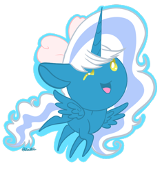 Size: 740x787 | Tagged: safe, artist:wicked-red-art, oc, oc:fleurbelle, alicorn, pony, adorabelle, alicorn oc, bow, chibi, cute, female, hair bow, horn, mare, ocbetes, simple background, smol, transparent background, wings, yellow eyes