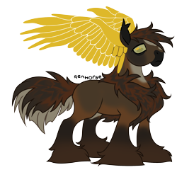 Size: 2000x2000 | Tagged: safe, artist:renhorse, oc, oc only, horse, pony, high res, male, simple background, solo, transparent background, wing ears, wings