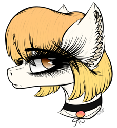 Size: 692x758 | Tagged: safe, artist:beamybutt, oc, oc only, earth pony, pony, bust, choker, ear fluff, eyelashes, female, mare, simple background, transparent background