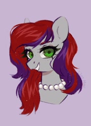 Size: 1026x1418 | Tagged: safe, oc, oc only, oc:evening prose, pegasus, pony, female, freckles, jewelry, mare, necklace, pearl necklace, solo