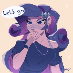 Size: 2048x2048 | Tagged: safe, artist:dreamz, rarity, equestria girls, g4, bra, bra strap, clothes, ear piercing, earring, female, high res, jewelry, let's go, meme, microphone, piercing, ponified meme, saweetie, solo, underwear