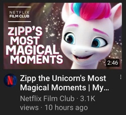 Size: 675x619 | Tagged: safe, screencap, zipp storm, pegasus, pony, g5, my little pony: a new generation, spoiler:my little pony: a new generation, cowboy bebop at his computer, fail, female, mare, netflix, open mouth, text, you had one job, youtube