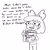 Size: 3300x3300 | Tagged: safe, artist:tjpones, apple bloom, human, g4, black and white, dialogue, female, freckles, grayscale, high res, humanized, monochrome, open mouth, open smile, sign, simple background, smiling, solo, tooth gap, white background