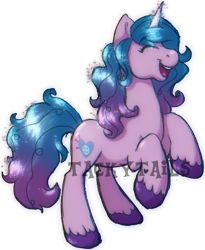 Size: 722x881 | Tagged: safe, artist:tackytails, izzy moonbow, pony, unicorn, g5, my little pony: a new generation, backwards cutie mark, eyes closed, female, glowing, glowing horn, horn, simple background, solo, transparent background