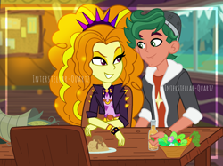 Size: 1912x1432 | Tagged: safe, artist:interstellar-quartz, adagio dazzle, timber spruce, equestria girls, g4, clothes, female, food, holiday, male, shipping, straight, thanksgiving, timberdazzle