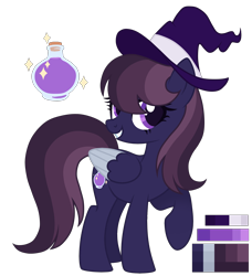 Size: 2100x2300 | Tagged: safe, artist:magicuniclaws, oc, oc only, pegasus, pony, female, hat, high res, mare, simple background, solo, transparent background, witch hat