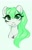 Size: 881x1376 | Tagged: safe, artist:ijustmari, oc, oc only, oc:sparrow gale, pegasus, pony, blue background, bust, commission, female, green mane, jewelry, mare, necklace, pegasus oc, portrait, simple background, solo