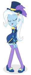 Size: 1080x2579 | Tagged: safe, artist:grapefruit-face, trixie, equestria girls, g4, my little pony equestria girls: better together, street magic with trixie, base used, clothes, dancing, epaulettes, eyes closed, female, fixed, happy, hat, open mouth, open smile, shoes, show accurate, simple background, smiling, solo, top hat, transparent background, update