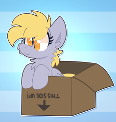 Size: 1585x1670 | Tagged: safe, artist:saveraedae, derpy hooves, pegasus, pony, g4, box, cheek fluff, chest fluff, cute, female, filly, filly derpy, pony in a box, solo, younger