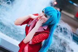 Size: 1080x720 | Tagged: safe, artist:sayakcos, sonata dusk, human, equestria girls, g4, clothes, cosplay, costume, disguise, disguised siren, female, fountain, irl, irl human, photo, whinnycitycon