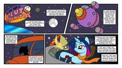 Size: 1555x872 | Tagged: safe, artist:flash equestria photography, oc, oc:pixel dust, oc:pluto planitia, clothes, scarf, science fiction, space, spaceship