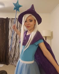 Size: 1080x1350 | Tagged: safe, artist:jaycosplay1, trixie, human, g4, cape, clothes, cosplay, costume, female, hat, irl, irl human, magic wand, photo, trixie's cape, trixie's hat