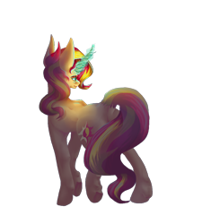 Size: 900x1000 | Tagged: safe, artist:waywardberkian, sunset shimmer, pony, unicorn, g4, butt, female, glowing, glowing horn, horn, plot, simple background, solo, transparent background