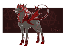 Size: 1920x1397 | Tagged: safe, artist:dementra369, oc, oc only, oc:crimson fist, pony, cross, inverted cross, pentagram, satanic, satanism, simple background, solo, transparent background, trident