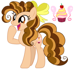 Size: 1206x1125 | Tagged: safe, artist:madlilon2051, oc, oc only, earth pony, pony, balloon, base used, bow, cupcake, eyelashes, female, food, hair bow, mare, offspring, parent:cheese sandwich, parent:pinkie pie, parents:cheesepie, raised hoof, simple background, smiling, solo, transparent background
