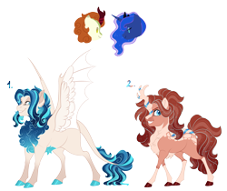 Size: 3179x2672 | Tagged: safe, artist:gigason, autumn blaze, princess luna, oc, oc:celeste, oc:octavia, hybrid, g4, high res, magical lesbian spawn, offspring, parent:autumn blaze, parent:princess luna, simple background, transparent background