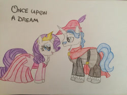 Size: 960x720 | Tagged: safe, artist:gibina4ever, fancypants, rarity, pony, g4, clothes, crossover, disney, dress, female, male, once upon a dream, ship:raripants, shipping, sleeping beauty, straight, traditional art, unshorn fetlocks