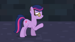 Size: 852x478 | Tagged: safe, artist:agrol, twilight sparkle, earth pony, pony, let's start the game, g4, alternate hairstyle, earth pony twilight, female, grin, hairstyle, nervous, nervous smile, race swap, smiling, youtube link