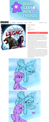 Size: 1218x3004 | Tagged: safe, artist:captainhoers, rainbow dash, twilight sparkle, pegasus, pony, unicorn, g4, board game, board games with friends, comic, dialogue, female, glasses, limited palette, mare, question mark, ultimate werewolf legacy, unicorn twilight