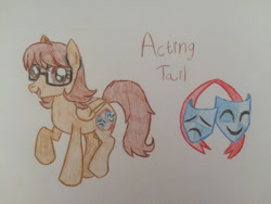 Size: 2828x2121 | Tagged: safe, artist:gibina4ever, oc, oc only, oc:acting tail, pegasus, pony, glasses, high res, pegasus oc, traditional art
